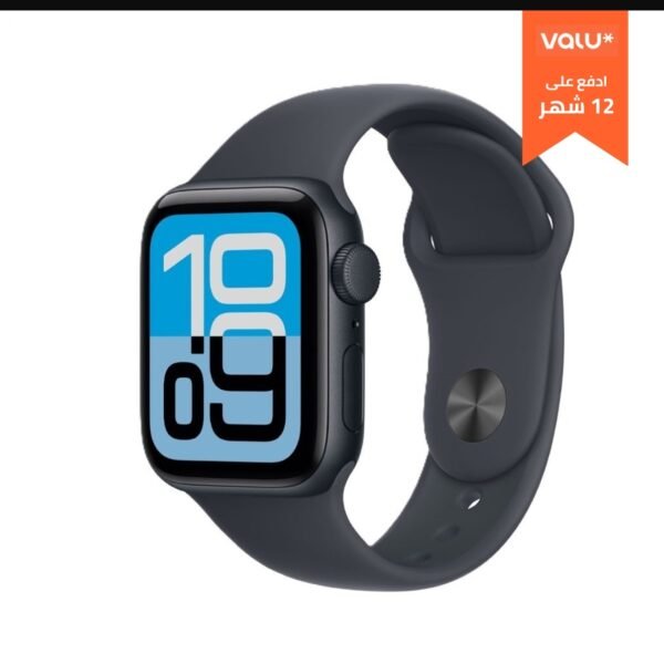 أبل ساعة ذكية SE3 GPS مقاس 44 مم بأطار ألومنيوم مع حزام رياضي أسود M/L - ميدنايت
